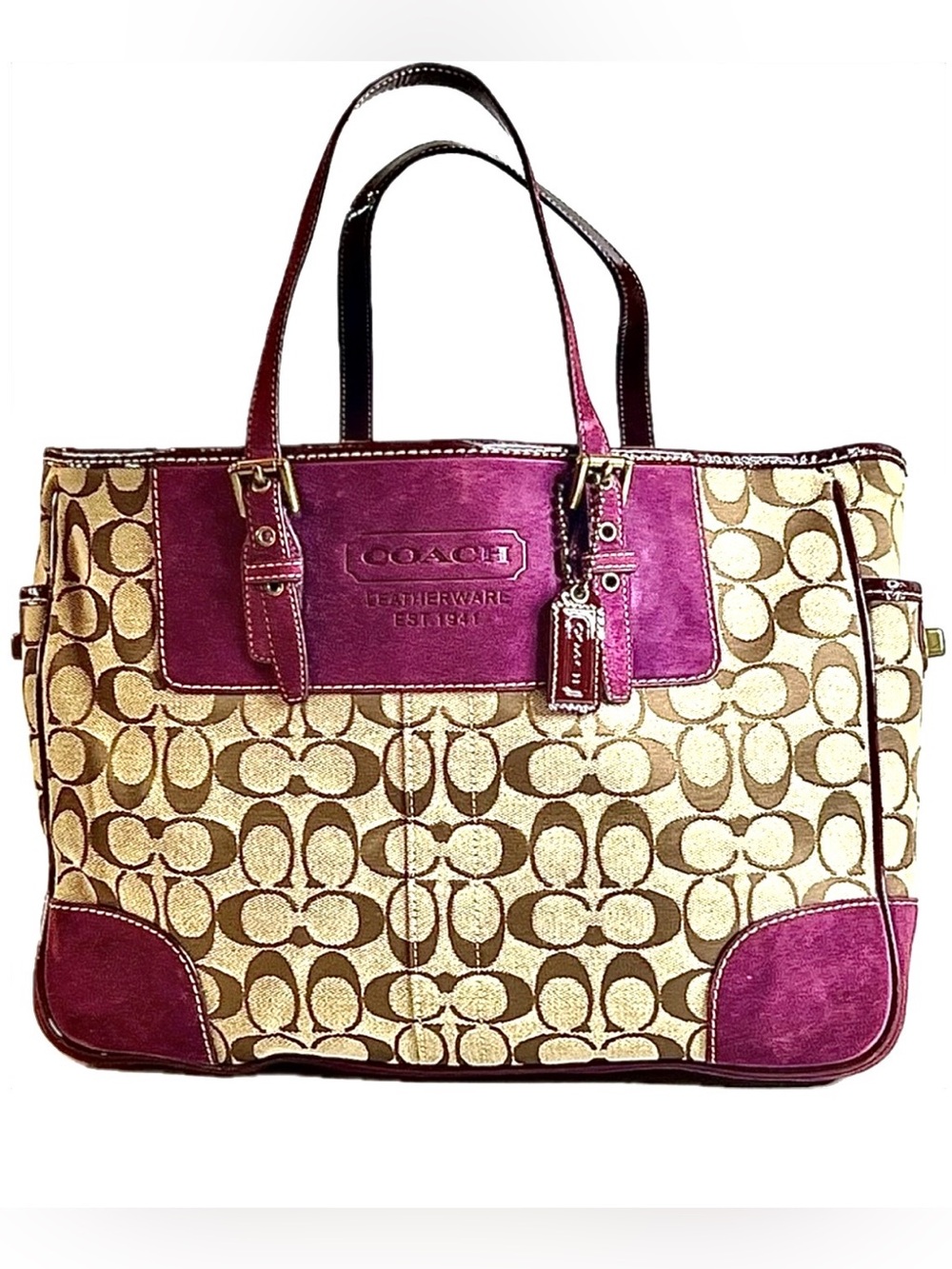 Coach Signature Suede Tote Bag